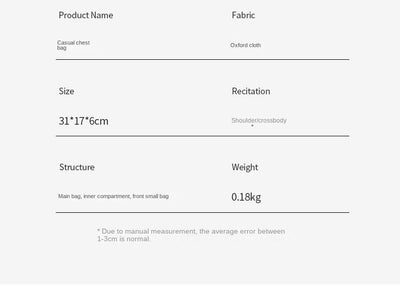 Men's Chest Bag Casual Backpack Sports Function Oblique Shoulder Fashion Tactical Single Crossbody